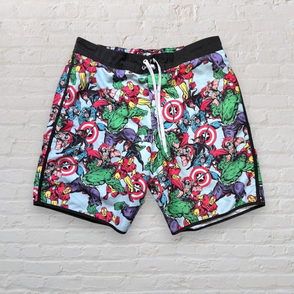 MARVEL Avengers S19 All Over Print Swimsuit Trunks Pockets Men’s Size XL
